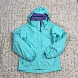 Girls north face rain coat